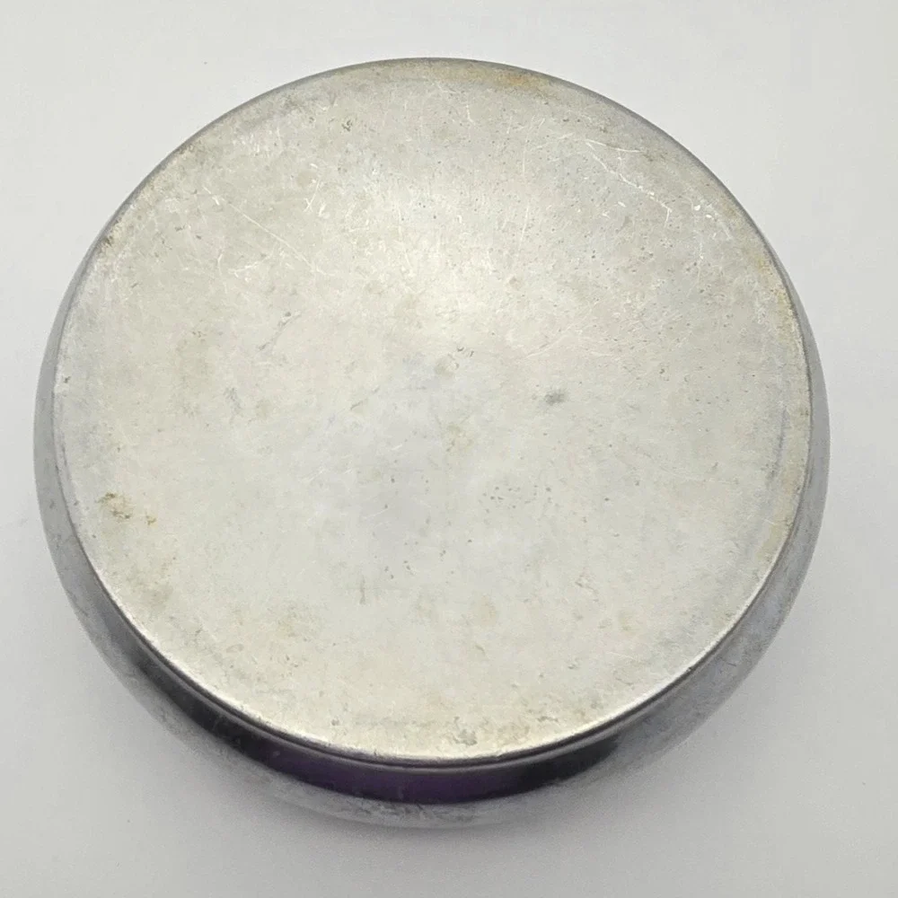 Vintage Aluminum‎ Lidded Casserole Dish 8in Brass Floral Medallion MCM Decor
